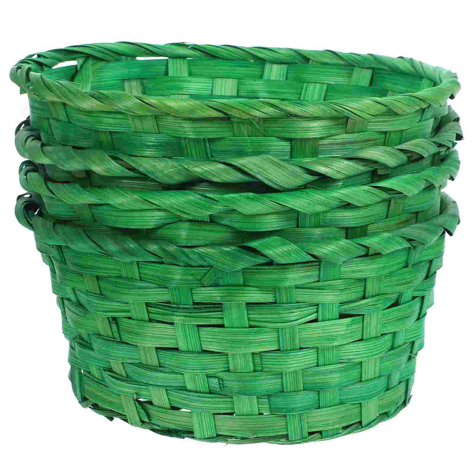 

4 шт. Бамбуковая корзина Круглая Детская корзина для хранения фруктов с крышкой Свинья Сделано из лозы Пасхальный реквизит 20.00X20.00X8.00CM