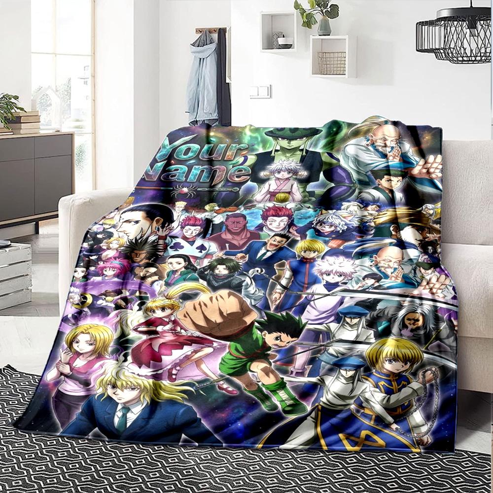 Name Custom Anime Hunter X Hunter Print Flannel Blanket High Quality Warm Comfortable Cover for All Seasons Perfect for Gifts Home Decor