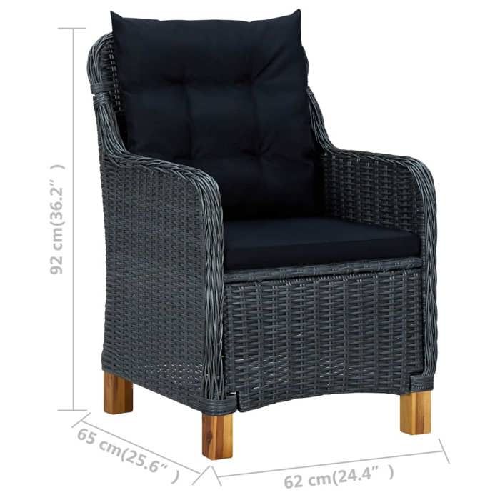 Ensemble salon de jardin en résine tressée gris foncé - VidaXL - Fauteuils avec coussins bien rembourrés