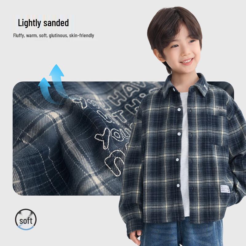 Boys' Autumn Long Sleeve Plaid Shirt Jacket