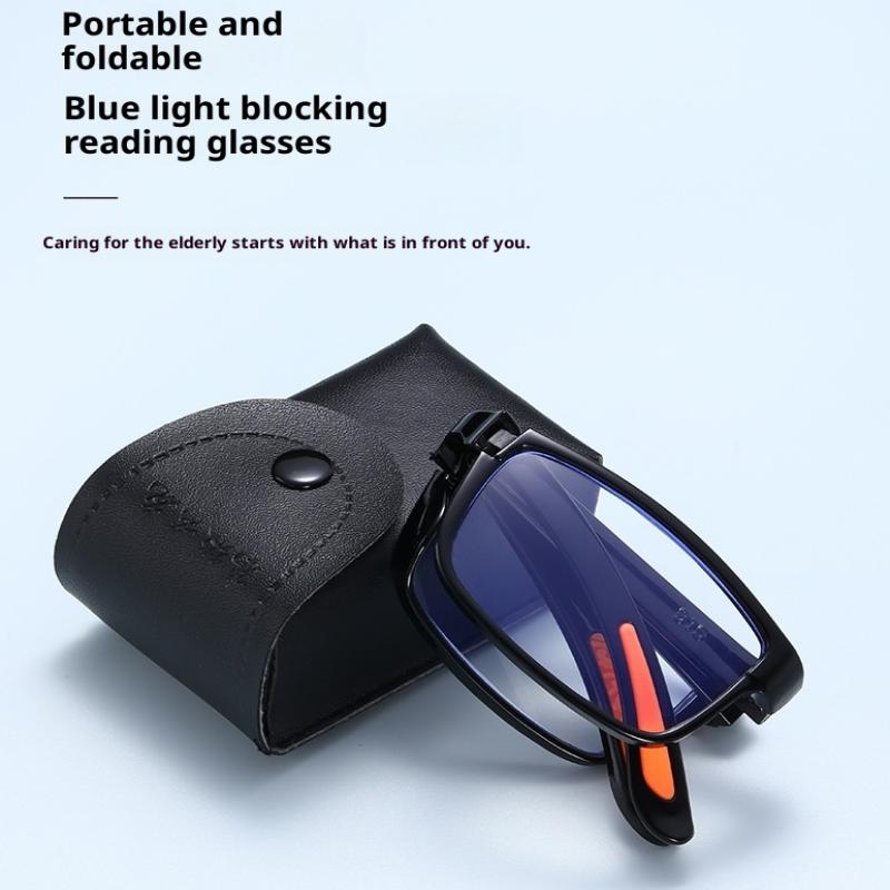 Tragbare Brille Herren Damen Faltbare Lesebrille mit Etui Anti-Blaulicht-Brille Alterssichtigkeit Retro Unisex Taschenbrille
