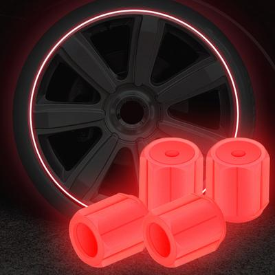 Yousheng Glow-in-The-Dark Tire Valve Caps Set Universal Waterproof Lights Stem Covers Wear-Resistant Vehicle Tire Valve Caps