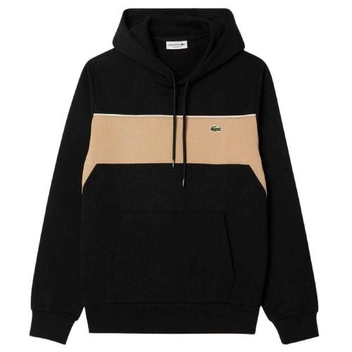 Lacoste Hombre Negro Sudadera Con Capucha Para Con Bloques De Color Cm
