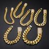 In Stock 18k Gold Plated 10mm-22mm Pulseras De Hombre Men Women Custom Plate Chunky Cuban Miami Chain
