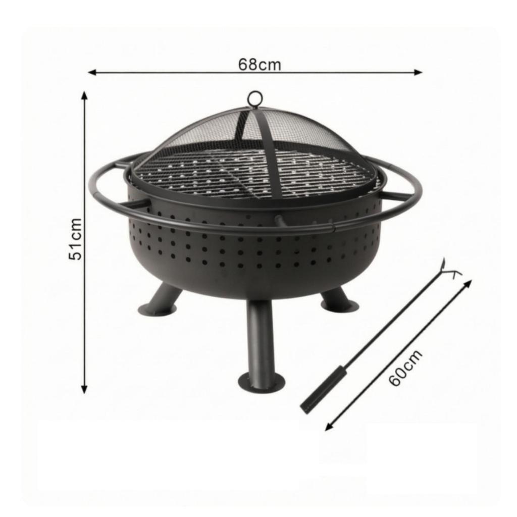 Bio-Mass Fire Bowl Grill Outdoor with Round