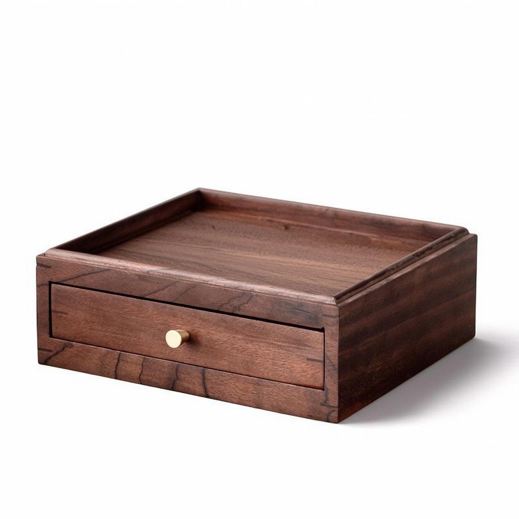 Wooden Tea Cake Storage Box Walnut Solid Wood