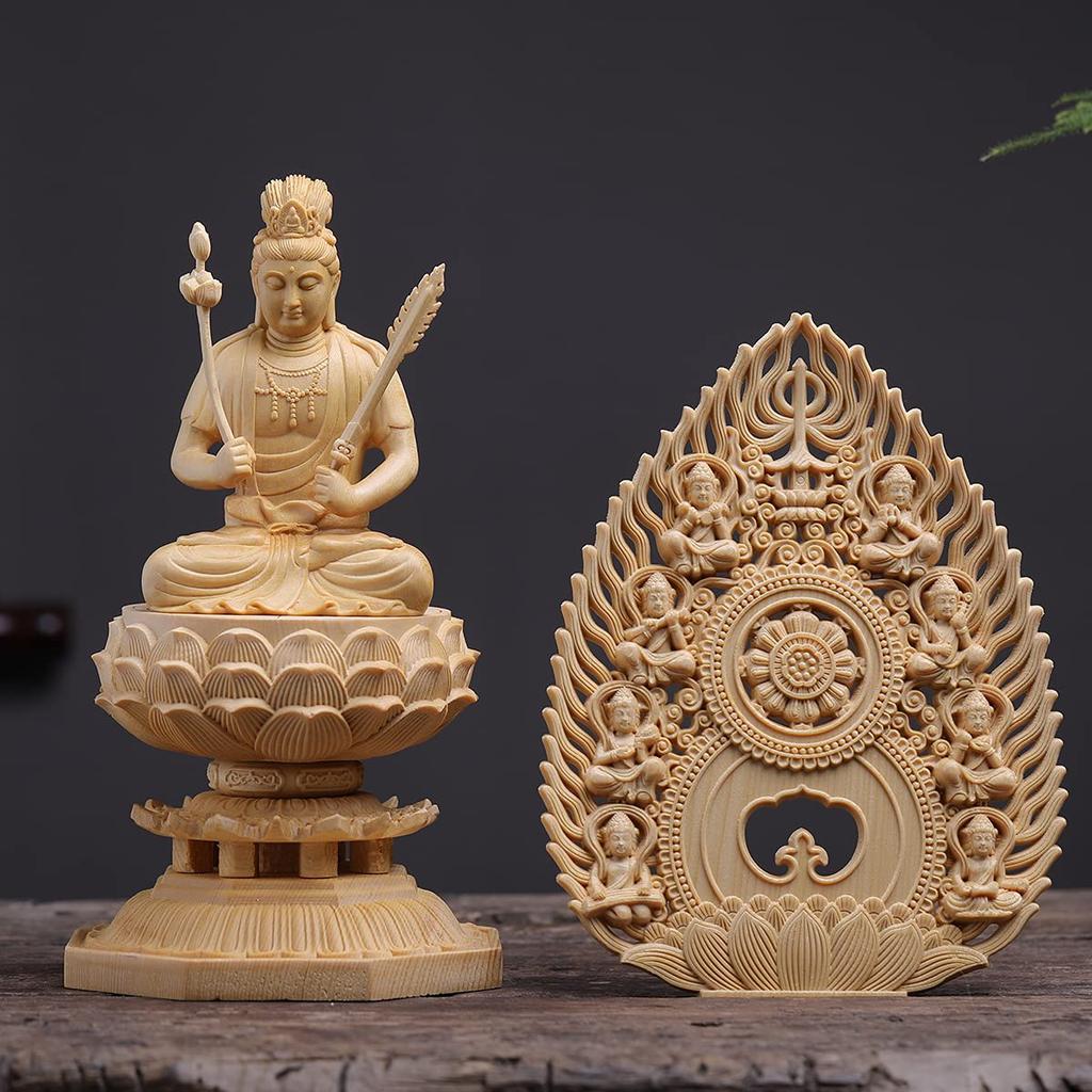 Hanro Kunstskulptur Buddha-Statue Kokuzo Bodhisattva Buddhistischer Altar Buddha-Statue Holzschnitzerei Zypressenholz Jahr des Jahres der zwölf Tierkreiszeichen