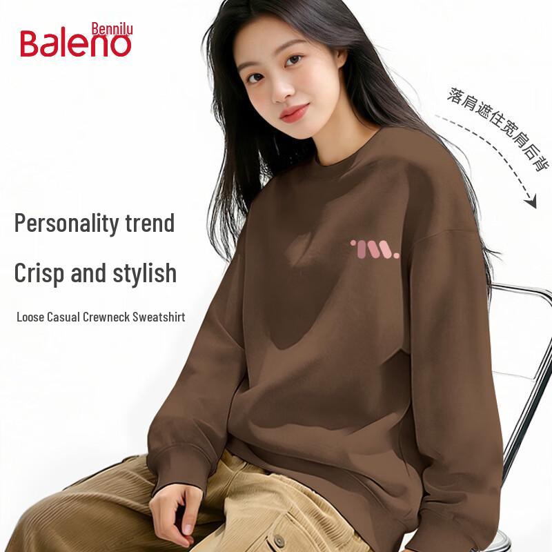 Baleno Women's Relaxed Fit Polka Dot Crew Neck Sweatshirt