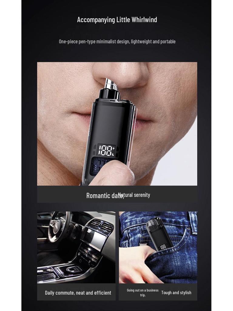 Rechargeable Nose Hair Trimmer with Digital Display for Nostrils Cleaning