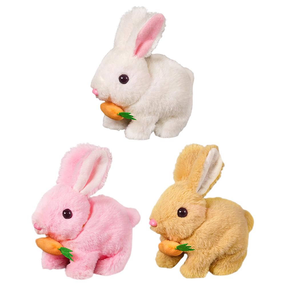 Simulation Electric Rabbit Pet Toy with Sound Walking Wiggle Ears Stuffed Rabbit Toys Interactive Plushies Birthday Gift for Kid