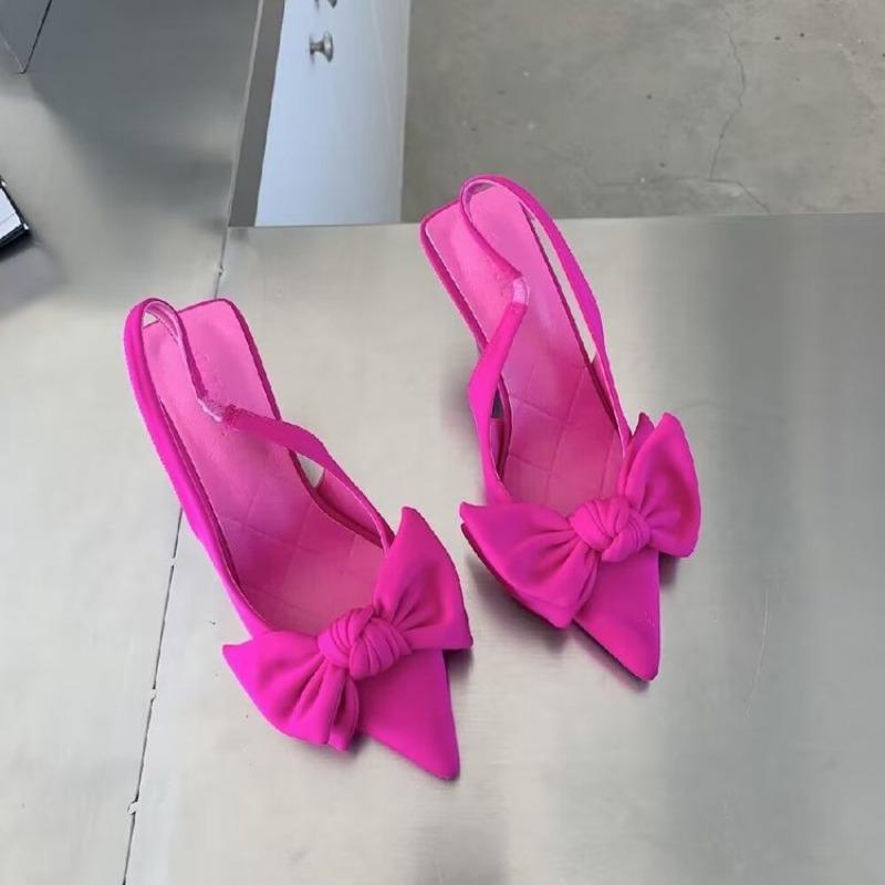 Baotou Sandals Women Sandals High Heels Bow Pointed Head Shallow Mouth Thin Heel Back Trip Strap Single Shoes Women