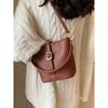 Soft Leather Small Handbags for Women Retro Solid Color Zipper Design Lady Bucket Bags Fashion Versatile Crossbody Bag
