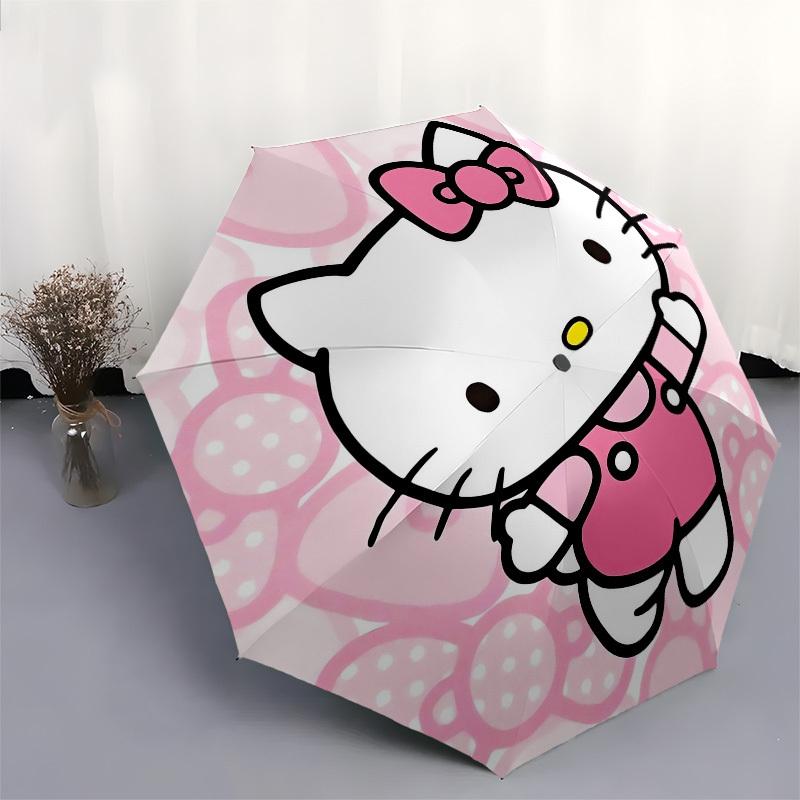 1pc Hello Kitty Pink Background Umbrella with Plastic Handle,Suitable for All Seasons Home Travel Outdoor UmbrellaSanlio459