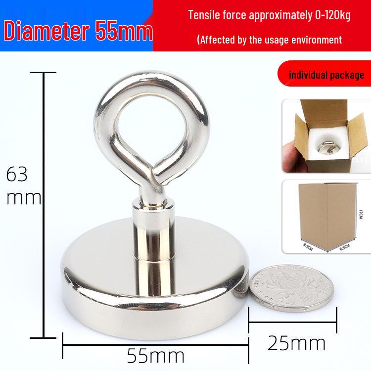 Strong No-Drill Round Magnetic Eyelet Hook with Powerful Suction
