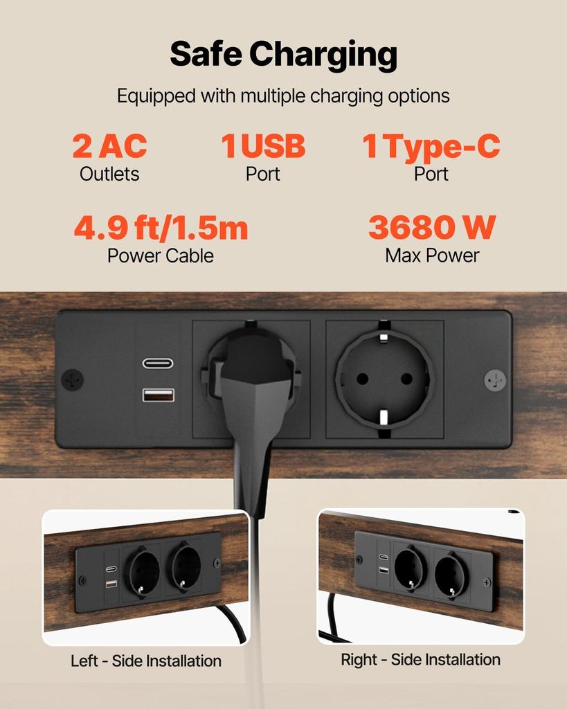 Kitchen Bakers Rack, 1.5m Power Cable Bakers Rack with Power Outlet, Kitchen Stand with X-Shaped Support Bar, 12 S-Shaped Hooks, Coffee Bar Stand for