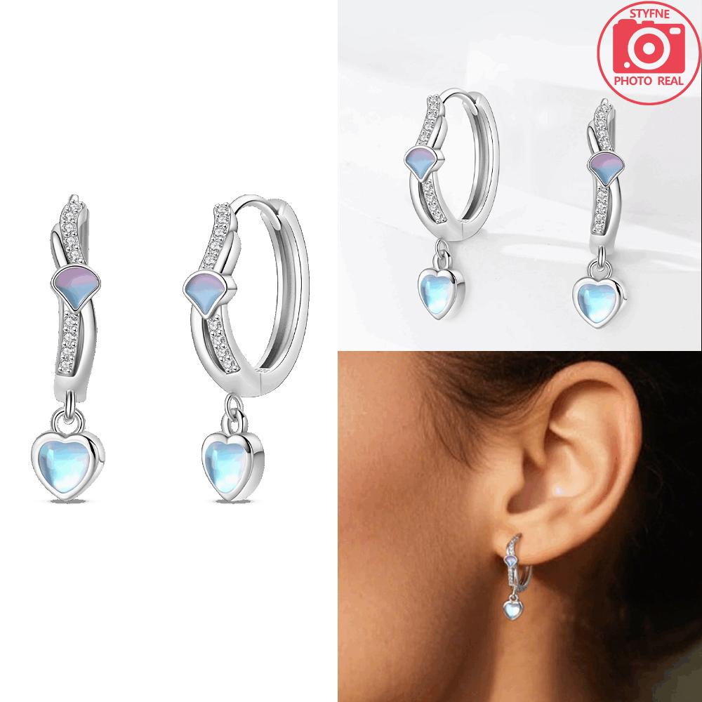 Authentic Original Delicate Copper Metal Dreamy Crystal Fish Tail Earring Blue Sea Star Petal Women's Stud High Quality Fine Jewelry Girlfriend