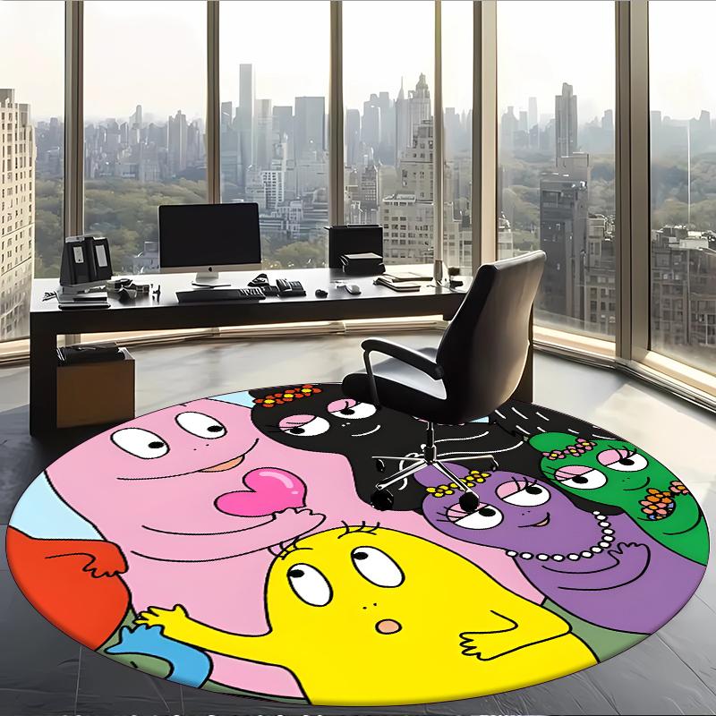 Barbapapa (1) Round Office Rug Decorative Floor Rug for Office Bedroom Living Room and Home Space