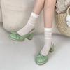 Scarpe Mary Jane da Donna Dolci con Fiocco a Farfalla Scarpe Lolita Tacco Spesso Sandali Singback Moda Casual Sandali in Pelle da Donna