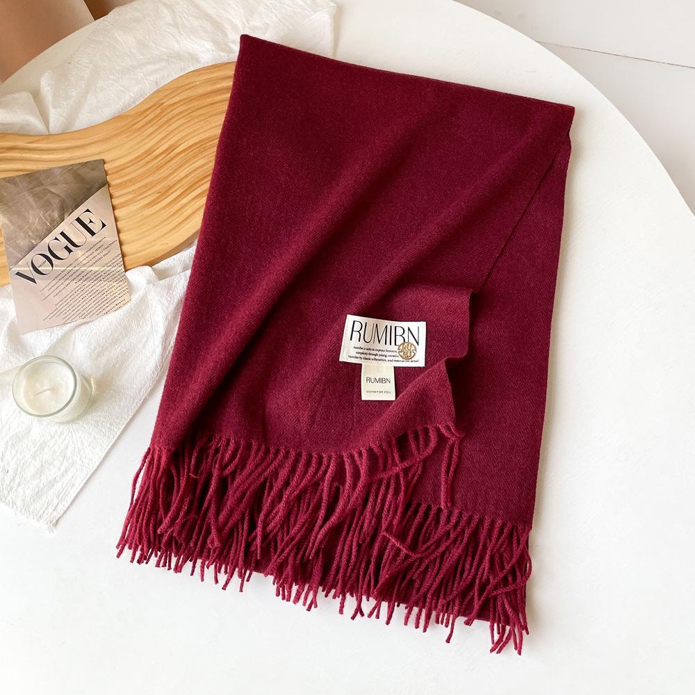 Solid color imitation cashmere scarf women's metal standard shawl women's high-grade relaxation camel-colored warm scarf