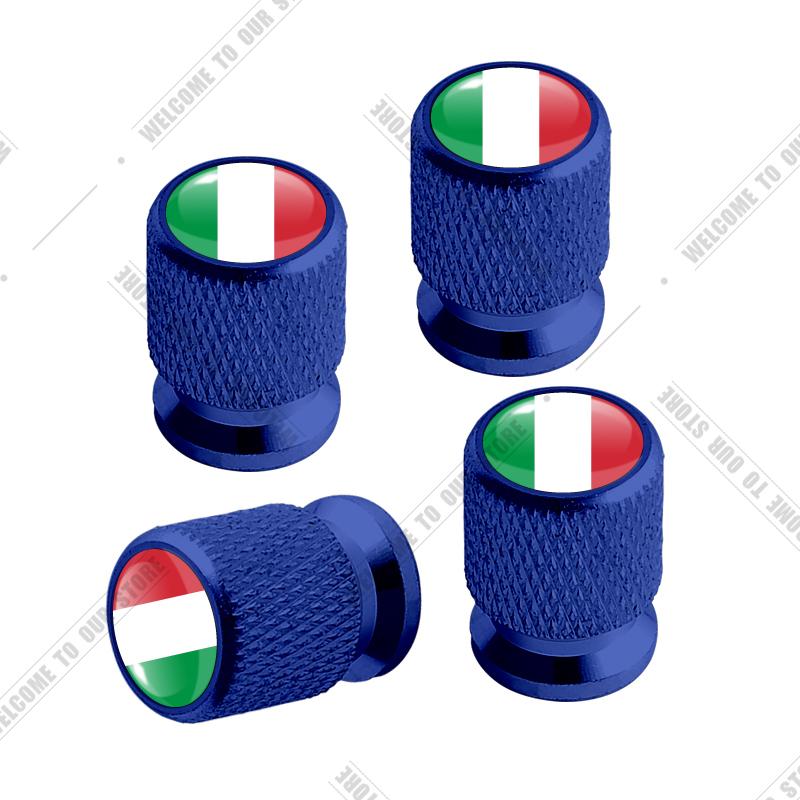 Cqdjvy1 Auto CNC Aluminium Duitsland Italië Frankrijk Driekleurige Vlag Embleem Voor Citroen Peugeot Fiat Kia 4 stuks Bandenventiel Luchtpoort Stuurpen Afdekdoppen