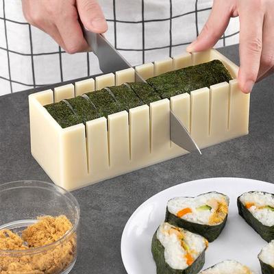 Reusable Plastic Sushi Maker Equipment Kit Round Square Heart-shaped Kimbap Sushi Rolls Mold Sushi Making Tools Cake Roll Mold