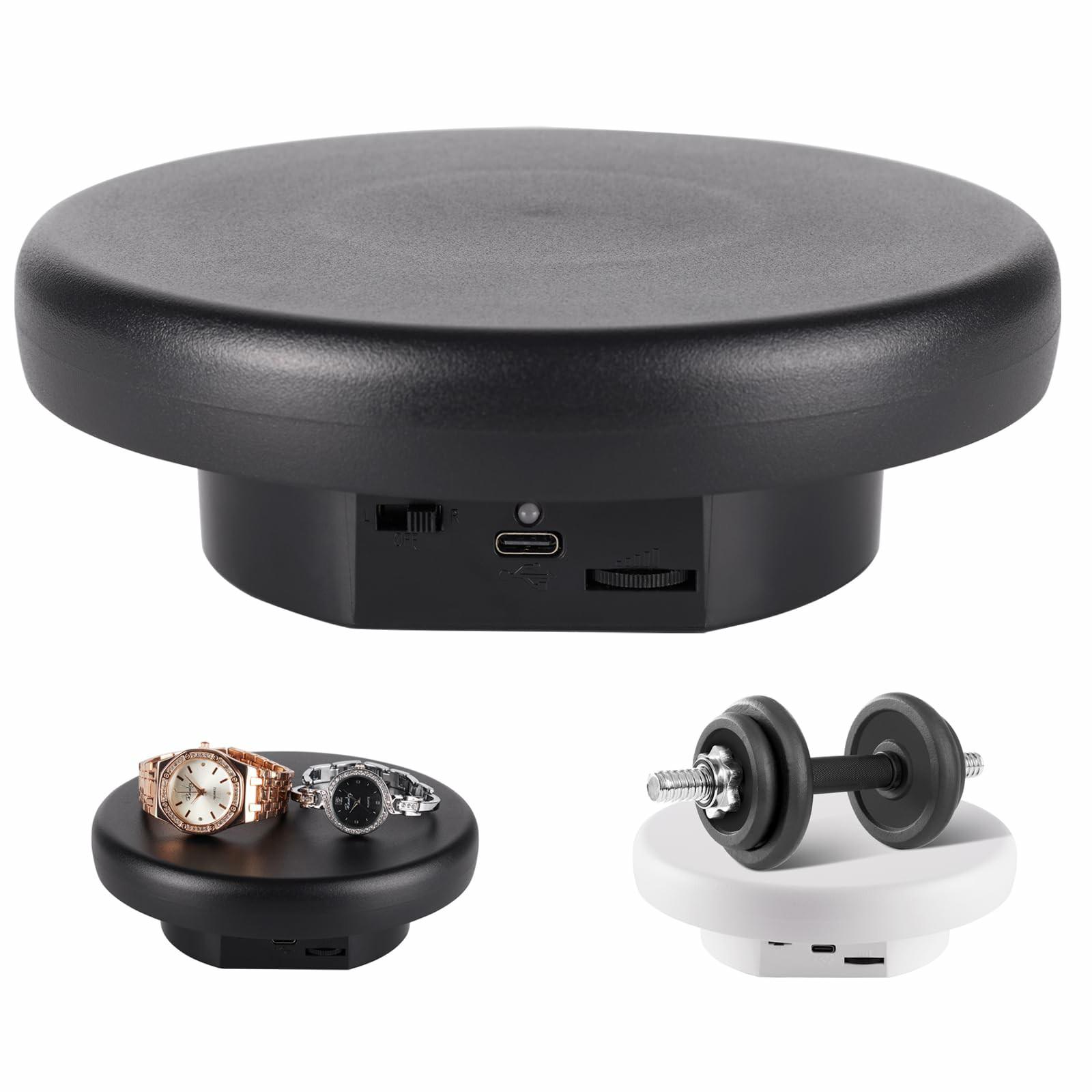 

16cm Rotating Display Stand Jewelry 360-Degree Photography Adjustable Speed Turntable A