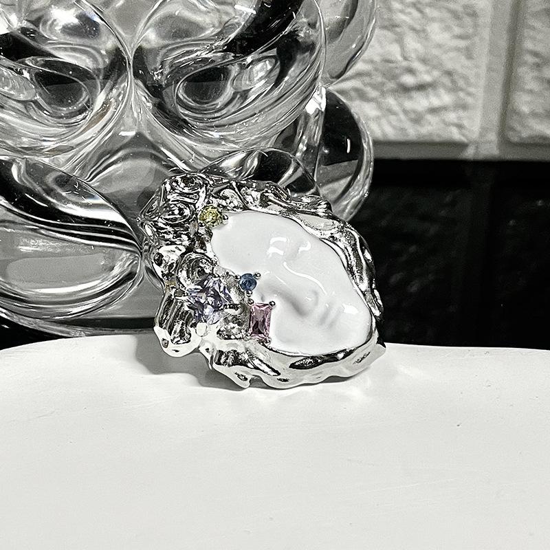 Циркониевое Арт Масло для Лица Брошь Нишевый Дизайн Продвинутая Текстура Холодный Ветер Французская Индивидуальность