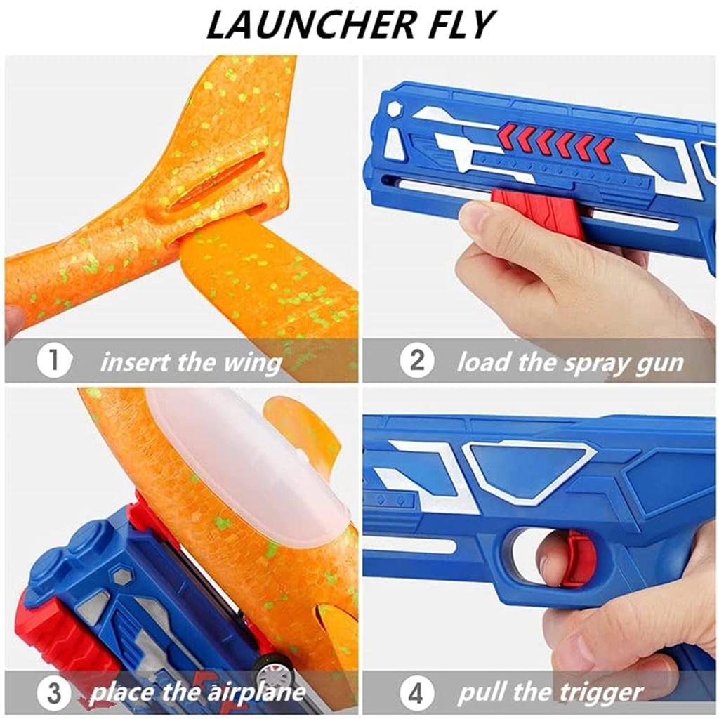 LED Airplane Toys, 13.8 IN Large Foam Glider Catapult Plane Outdoor Sport Flying Toy For Kids