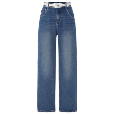 MO&Co. Patchwork High-Waist Wide-Leg Jeans