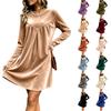 Women's Loose Fit Round Neck Velvet Dress for Casual and Evening Wear