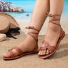 New Style Women's Sandals with Laces, Flat Bottom, Beach Shoes with Anti-slip Properties
