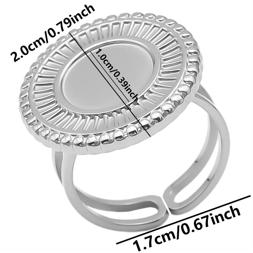 Fashion DIY Drip Oil Rhinestone Round Oval Water Droplets Blank Settings Open Adjustable Stainless Steel Ring For Women Men Gift