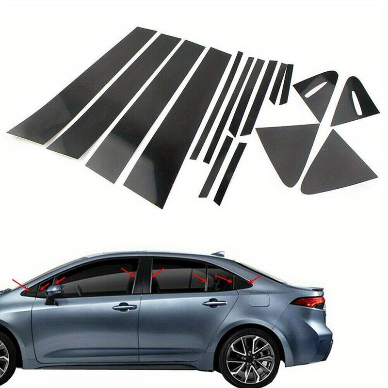 16Pcs Gloss Paino Black Pillar Post Fit For Toyota Corolla 2019 2020 20212022 Door Side Window Decal Cover Sticker Set