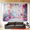 2D Dreamy Pastel Flower & Balloon Backdrop Cloth for Birthday Party Photo Booth Background