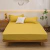 Solid Color Washed Cotton Fitted Sheet with Non-Slip Feature and Pillowcase