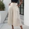 Female Summer Pants for Women Cotton Linen Plus Size Wide Leg Pants Solid Elegant Loose OL Young Fashion Daily Elastic Pant