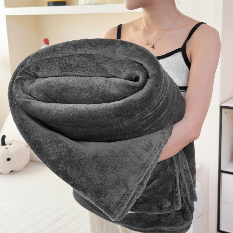 European & American Sized Exclusive Solid Color Flannel Office Blanket - Washable and Perfect for Dropshipping