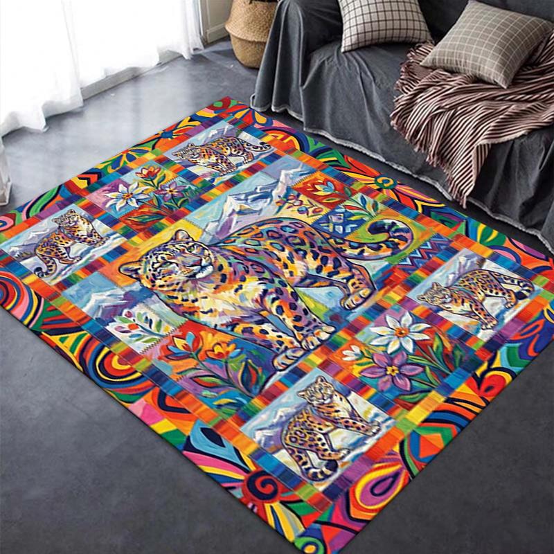 2025 New Snow Leopard Animal Carpet Rug for Living Room Bedroom Home Sofa Decoration,Kids play Non-slip Floor Mat103