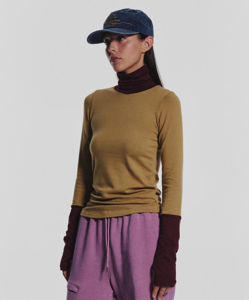 Minasu Track Warmer Color Turtleneck T Shirt_Mustard
