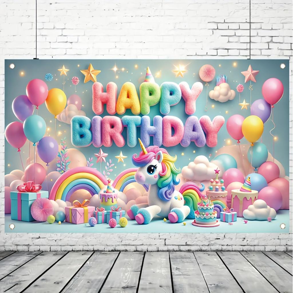 1 piece. Adorable Rainbow Unicorn Birthday Banner, an ambient decoration backdrop, suitable for outdoor festival