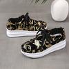 Tênis plataforma casual feminino, calçados de verão, tendências da moda, estampados, vulcanizados, mocassins de borracha leves e confortáveis