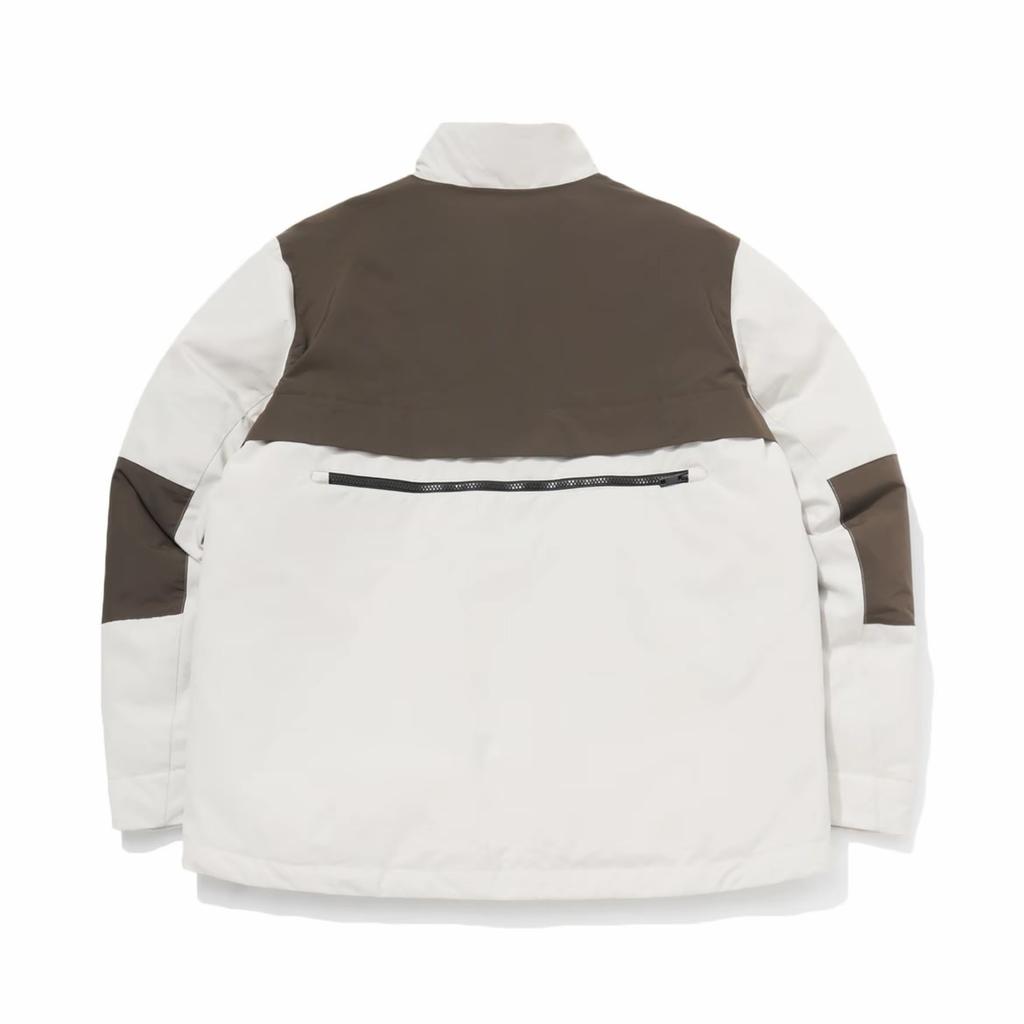 Li Ning Color Block Zipper Stand Collar Comfortable Breathable Thick Down Jacket Men Outerwear Off-White AYMQ117-1