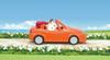 EPOCH Sylvanian Families Convertible Car [Orange] – Two-Seater Ride-On Toy Car with Fold-Down Top, ABS, Ages 3+