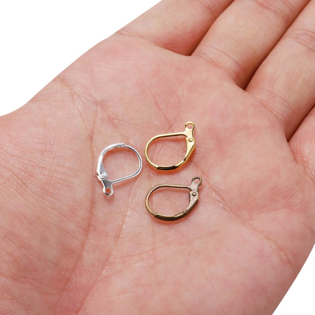 50pcs/lot Gold Silver French Lever Earring Hooks Wire Settings Base Hoops Earrings For DIY Jewelry Making Supplies Wholesale