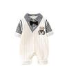 Baby Boys' and Girls' Long-Sleeve Gentleman Bear Knitted Two-Piece Bodysuit for Spring and Autumn