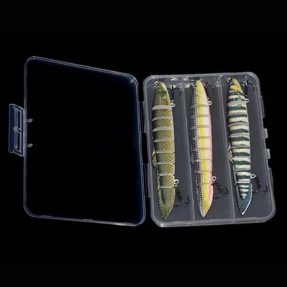 3 Sets Multi-Section Fish Artificial Hard Bait Crank Lure Loach Luya Simulation Bionic Beak Bait Hooks Stainless Steel Boxed