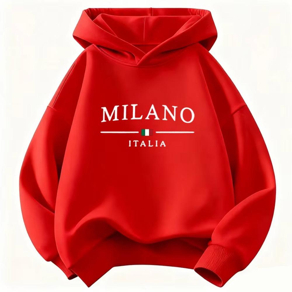 Mode Milano Italien Brief Aufdruck Lustiger Hoodie Kinder Y2k Kinder Sweatshirt Kapuzenpullover Freizeit Kapuzenpullover für Jungen Mädchen Kleidung
