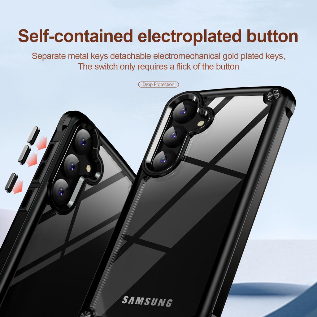 For Samsung Galaxy S25 Case Anti-Drop Alloy Lens Frame PC+TPU Phone Cover