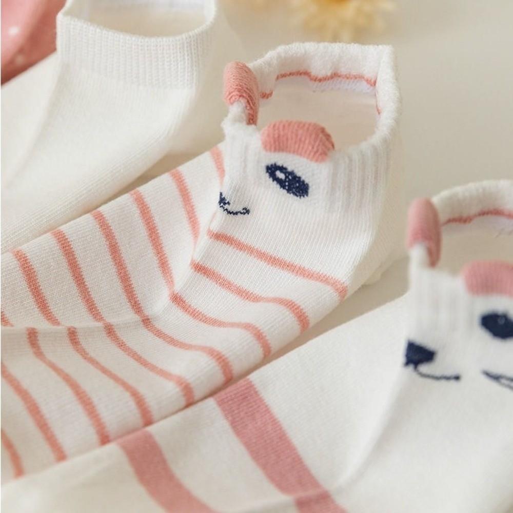 5Pairs Stripe Kawaii Shallow Socks Low Cut Bow Boat Socks Cute Short Tube Socks  Warm