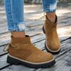 Stiefel mit grobem Absatz, kurze Stiefel, Damen, Herbst und Winter, neu, große Größe, runde Spitze, seitlicher Reißverschluss, Damen-Martinsstiefel